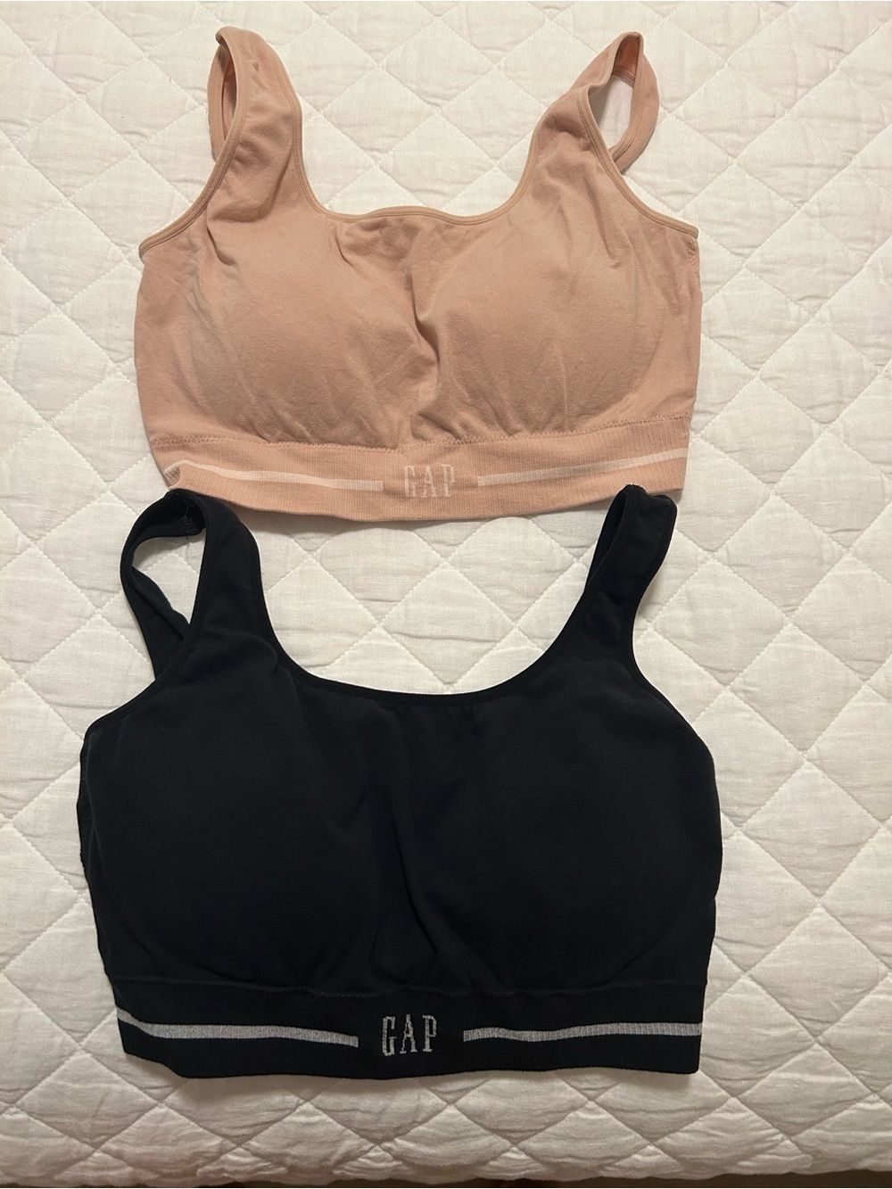 GAP Wireless Sports Bras in Black and Nude Blush
